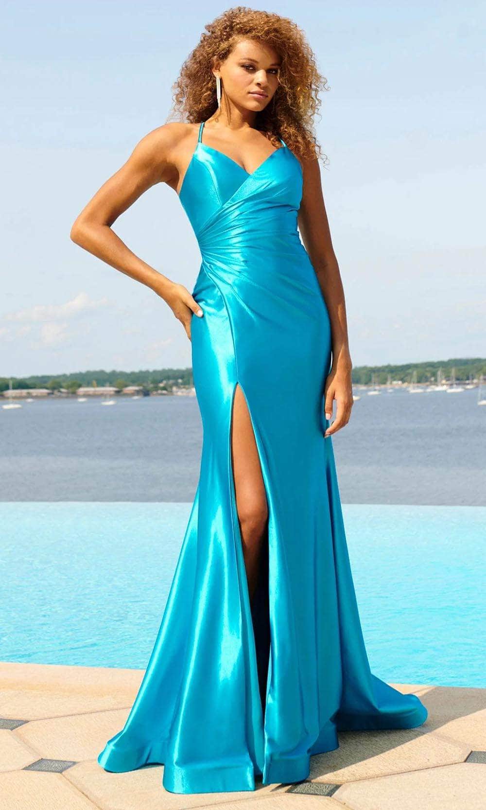 Image of Faviana 11051 - Surplice V-Neck Mermaid Prom Gown