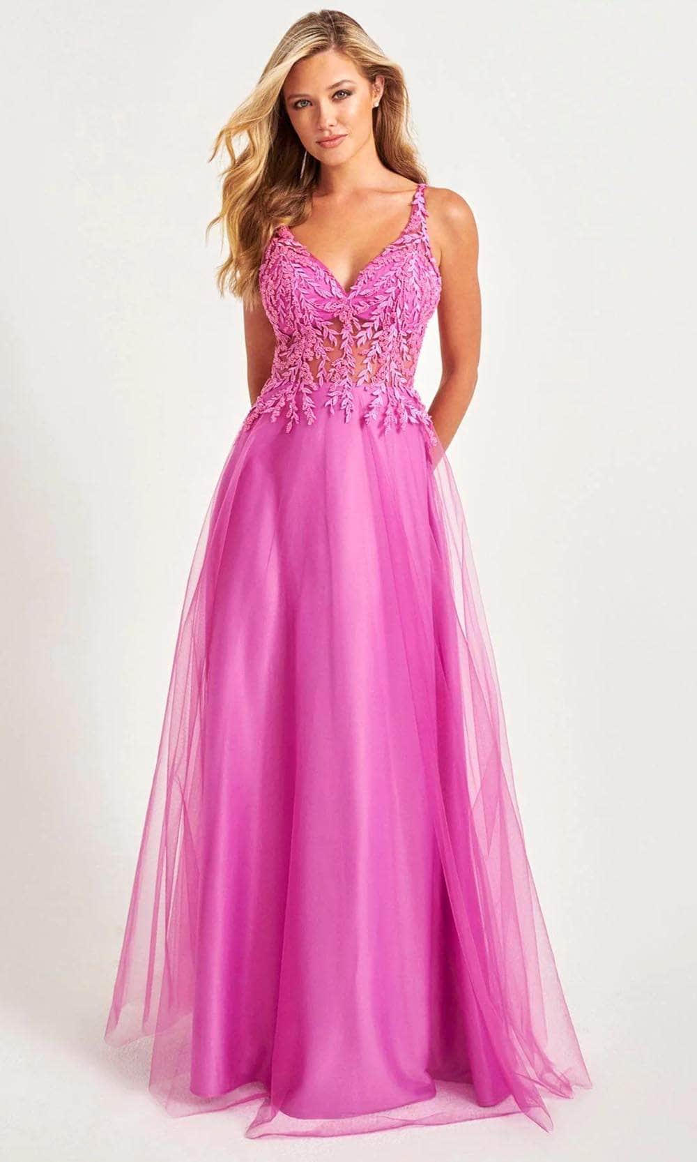 Image of Faviana 11055 - Applique V-Neck Prom Gown