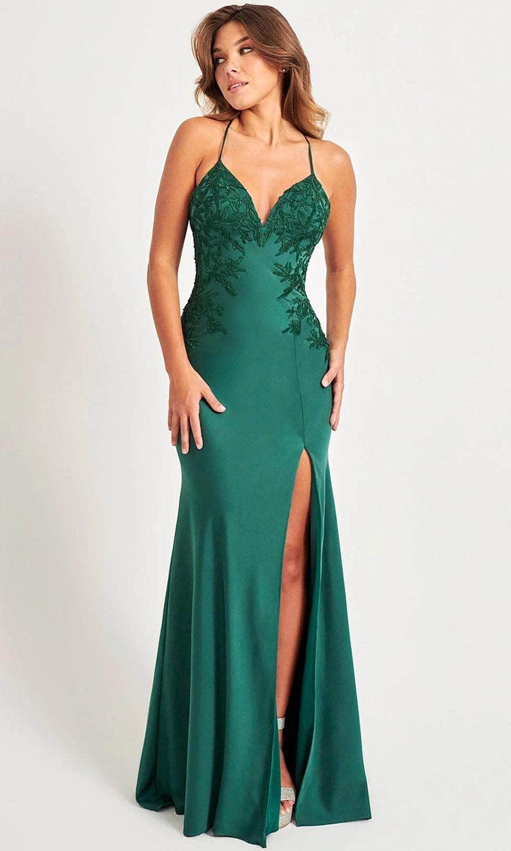 Image of Faviana 11070 - Lace Up Back Satin Prom Gown
