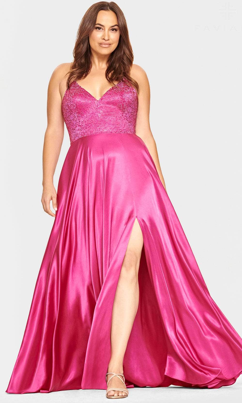 Image of Faviana 9524 - V-Neck Beaded A-Line Evening Gown