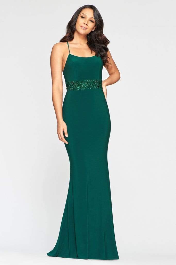 Image of Faviana - S10421 Strappy Sheath Modest Prom Jersey Dress