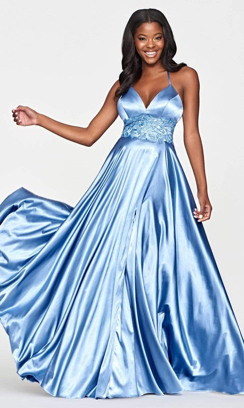 Image of Faviana - S10643 V-Neck Embellished Long Gown