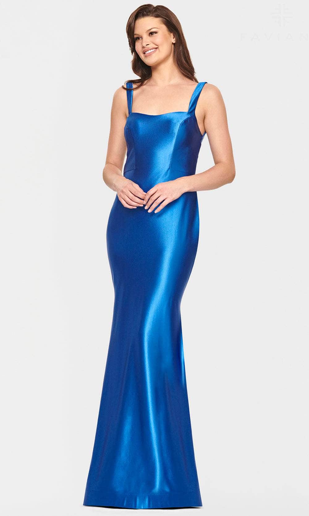 Image of Faviana S10809 - Scoop Neck Satin Evening Gown