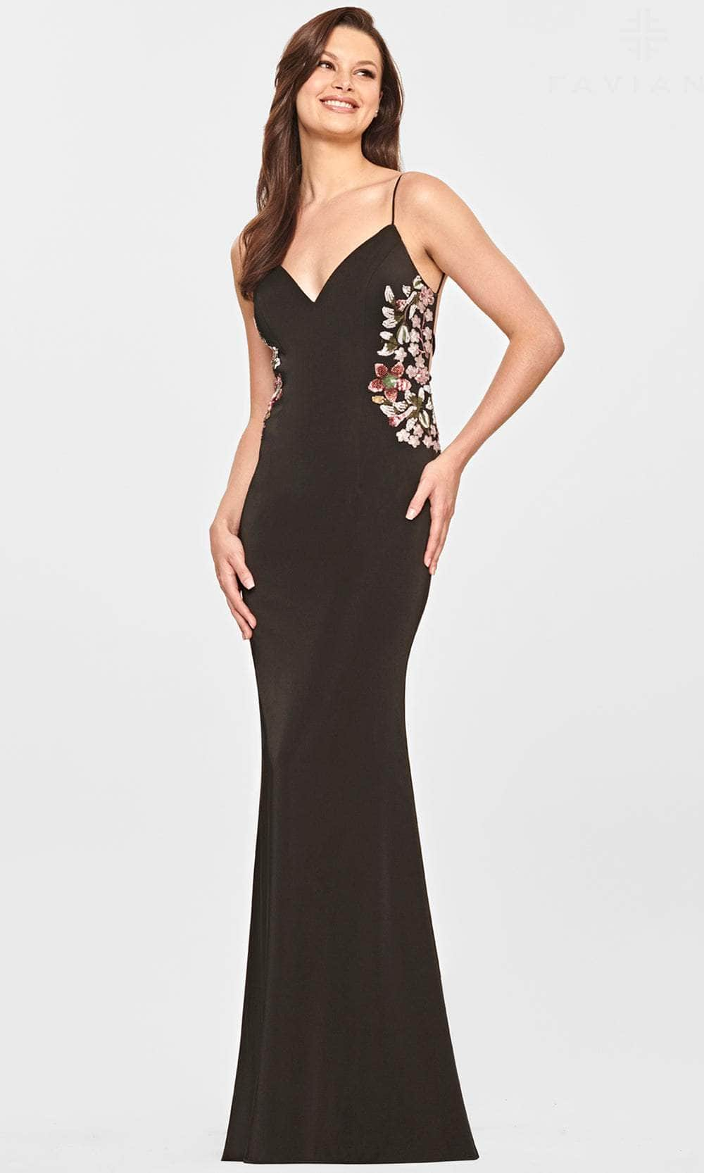 Image of Faviana S10859 - V-Neck Open Back Evening Gown