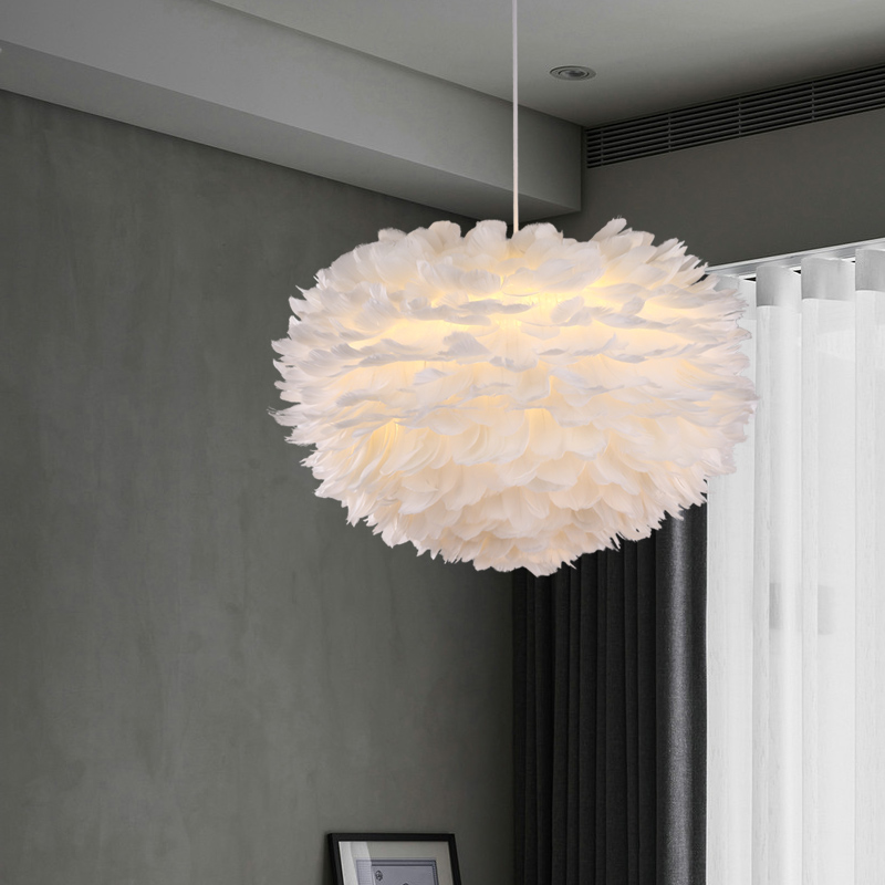 Image of Feather Pendant Lamps fixtures Modern Minimalist Living Dining Hanging Lighting Warm Creative Bedroom Children&#039s Room Pendant Lamp