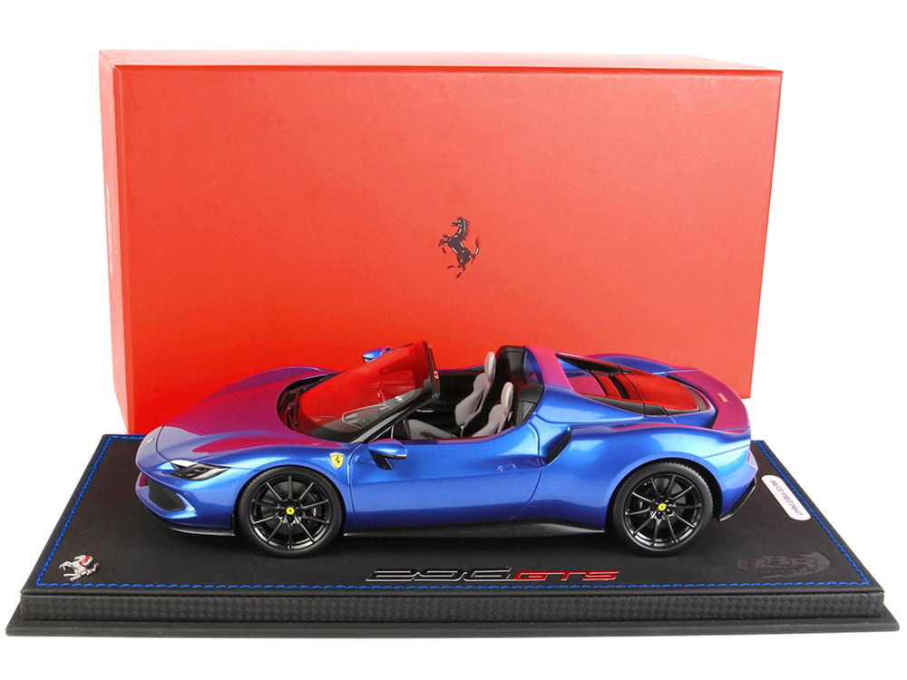 Image of Ferrari 296 GTS Blu Corsa Blue Metallic with DISPLAY CASE Limited Edition to 296 pieces Worldwide 1/18 Model Car by BBR