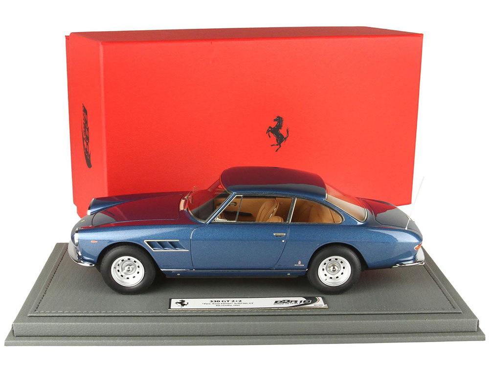 Image of Ferrari 330 GT 22 S/N 7161 GT Blue Metallic "Personal Car of Enzo Ferrari" with DISPLAY CASE Limited Edition to 200 pieces Worldwide 1/18 Model Car b