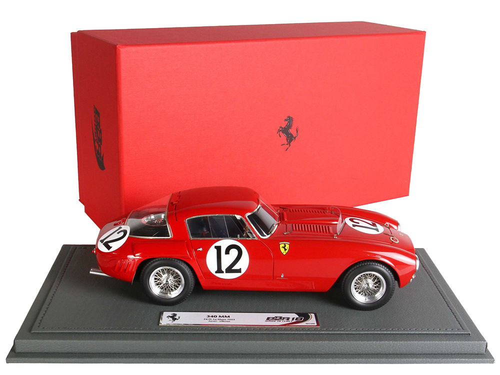Image of Ferrari 340 MM 12 Alberto Ascari - Luigi Villoresi "24 Hours of Le Mans" (1953) with DISPLAY CASE Limited Edition to 250 pieces Worldwide 1/18 Model