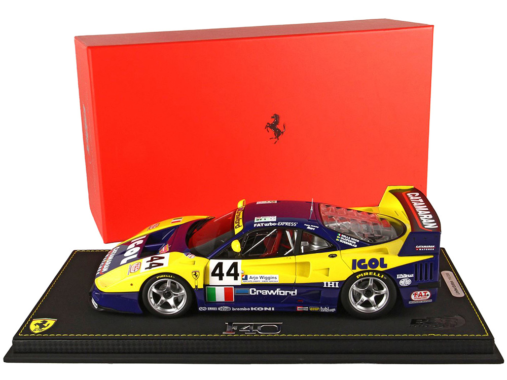 Image of Ferrari F40 LM 44 Luciano Della Noce - Anders Olofsson - Carl Rosenblad "Ennea SRL Igol" 24 Hours of Le Mans (1996) with DISPLAY CASE Limited Edition