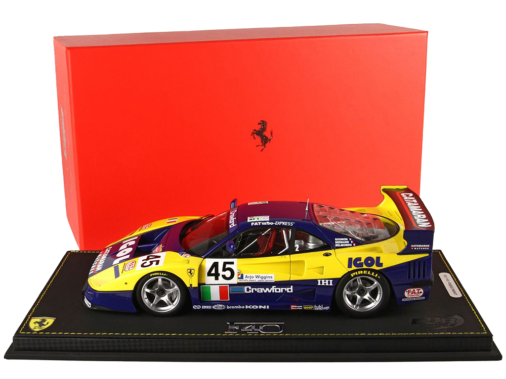Image of Ferrari F40 LM 45 Jean-Marc Gounon - Eric Bernard - Paul Belmondo "Ennea SRL Igol" 24 Hours of Le Mans (1996) with DISPLAY CASE Limited Edition to 20