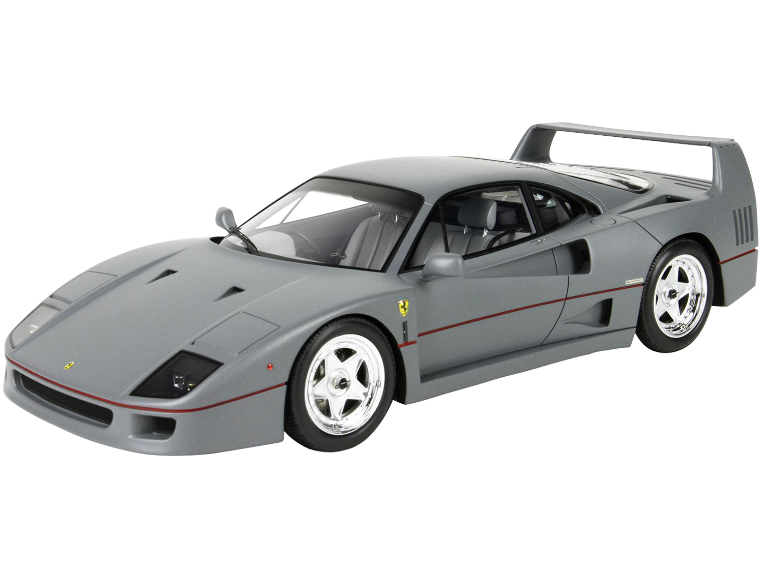Image of Ferrari F40 Sultan of Brunei Gun Metal Gray with Red Stripes with DISPLAY CASE Limited Edition to 200 pieces Worldwide 1/18 Model Car by BBR