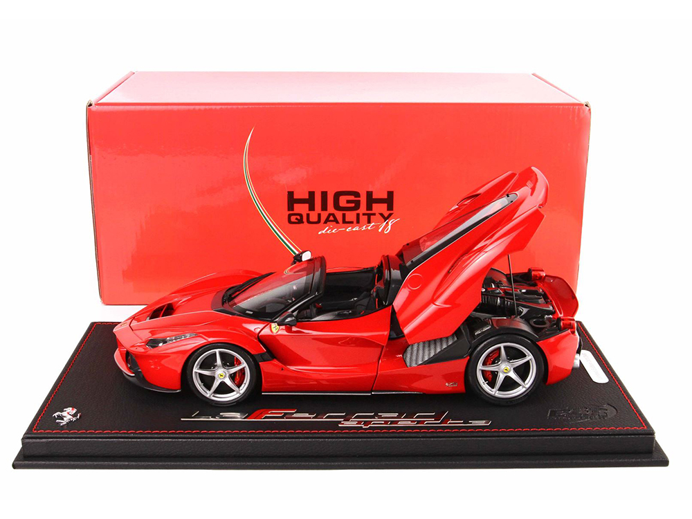 Image of Ferrari LaFerrari Aperta Rosso Corsa Red with DISPLAY CASE Limited Edition to 349 pieces Worldwide 1/18 Diecast Model Car by BBR