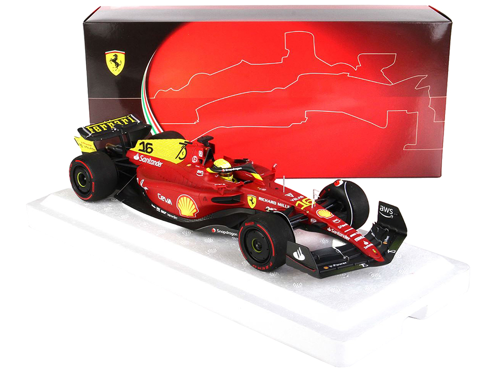 Image of Ferrari SF-75 16 Charles Leclerc 2nd Place Formula One F1 Italian-Monza GP (2022) Limited Edition 1/18 Diecast Model Car by BBR