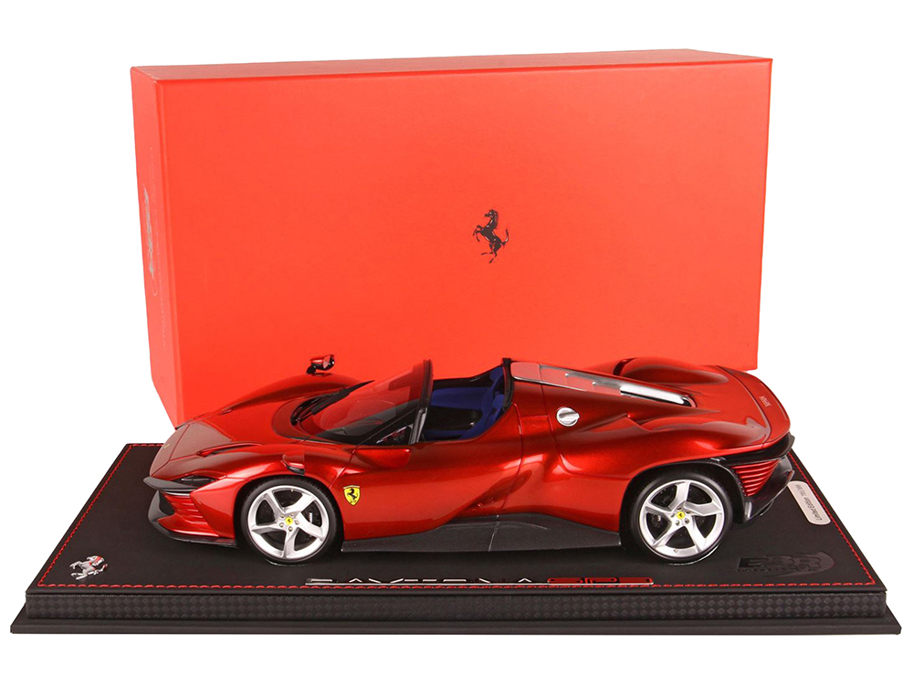 Image of Ferrari SP3 Daytona "Icona Series" Red Magma Metallic with DISPLAY CASE Limited Edition to 899 pieces Worldwide 1/18 Model Car by BBR