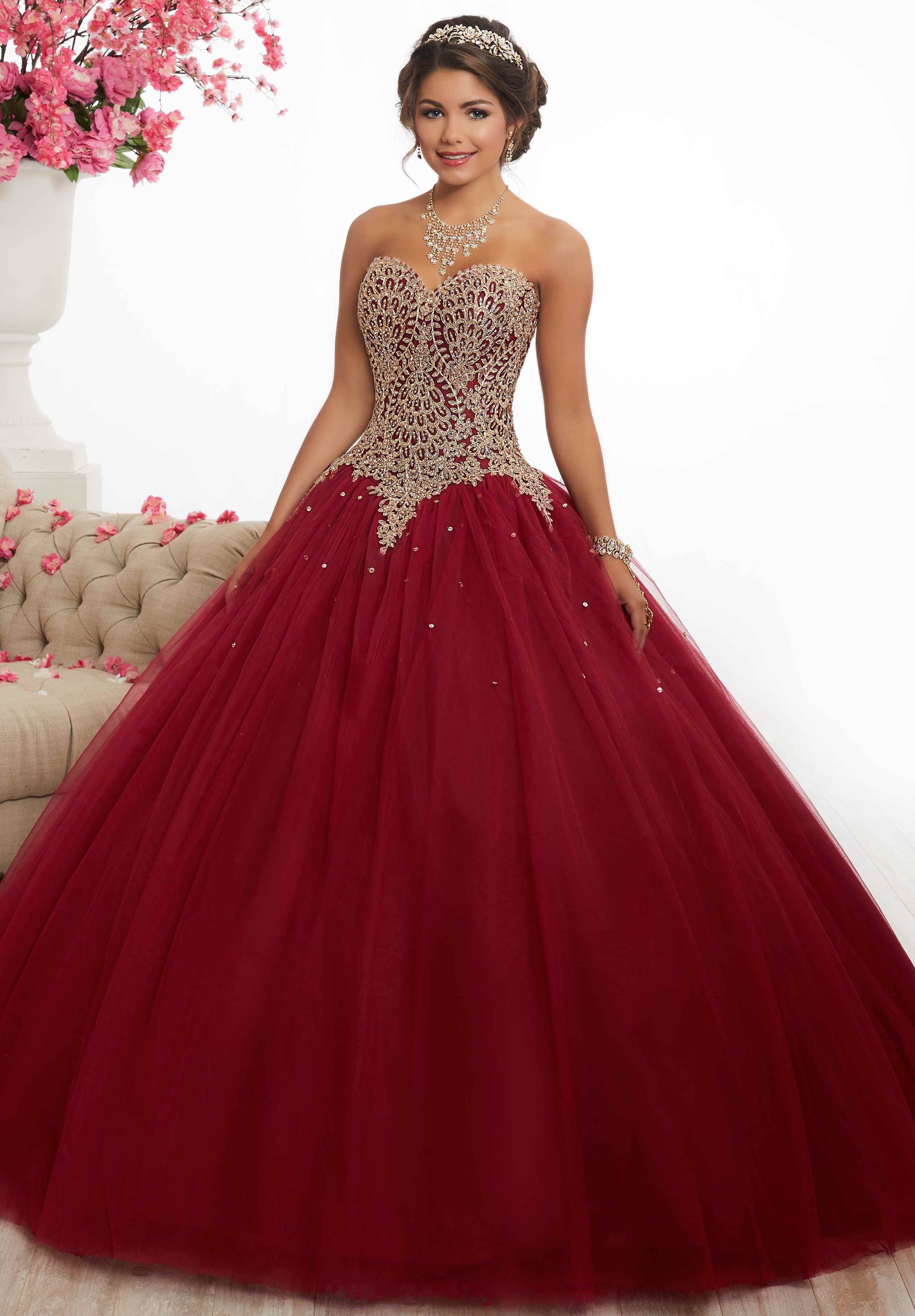 Image of Fiesta Gowns - 56341 Embroidered Lace Sweetheart Ballgown