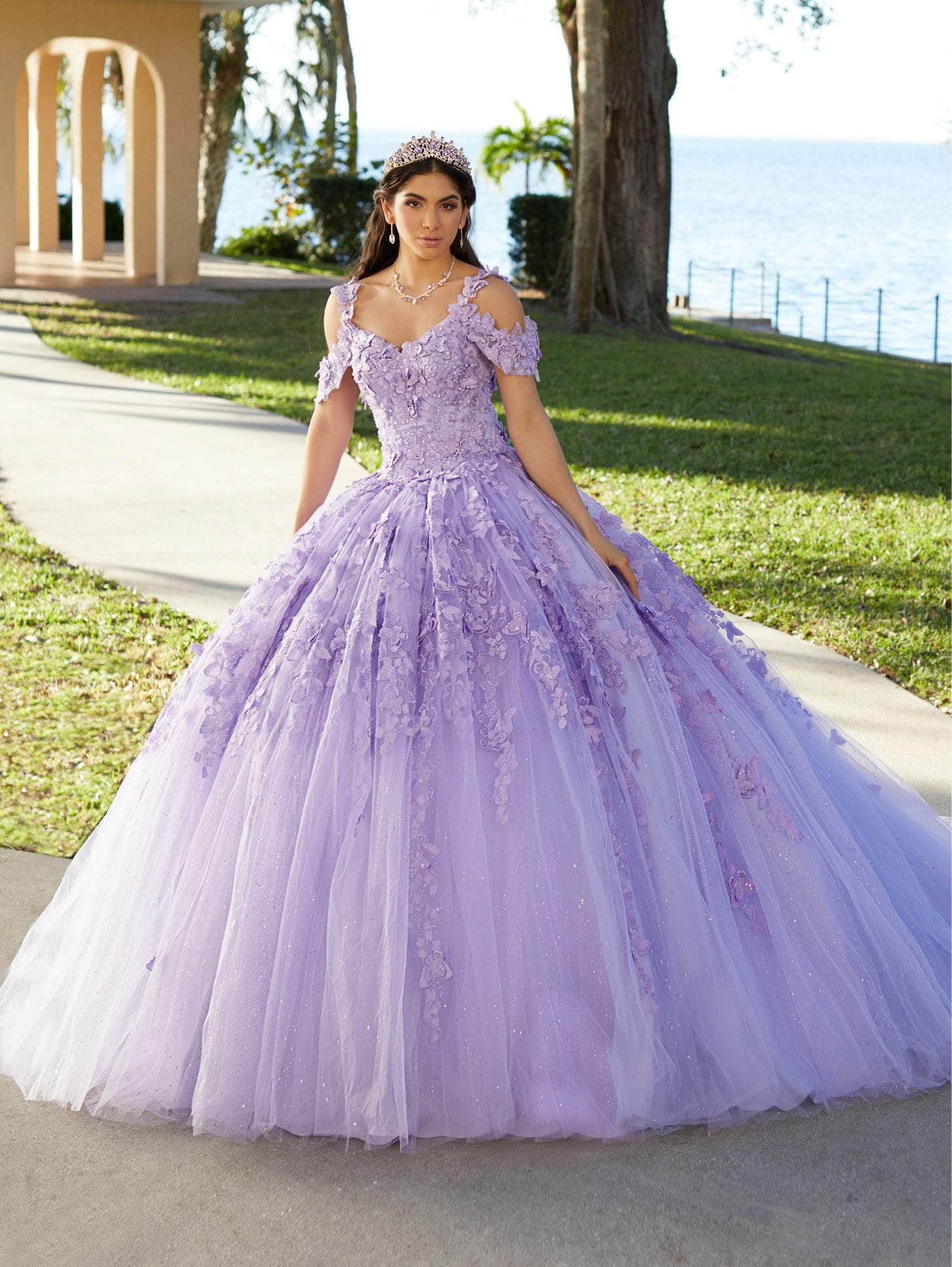 Image of Fiesta Gowns 56482 - Floral Applique Tulle Ballgown