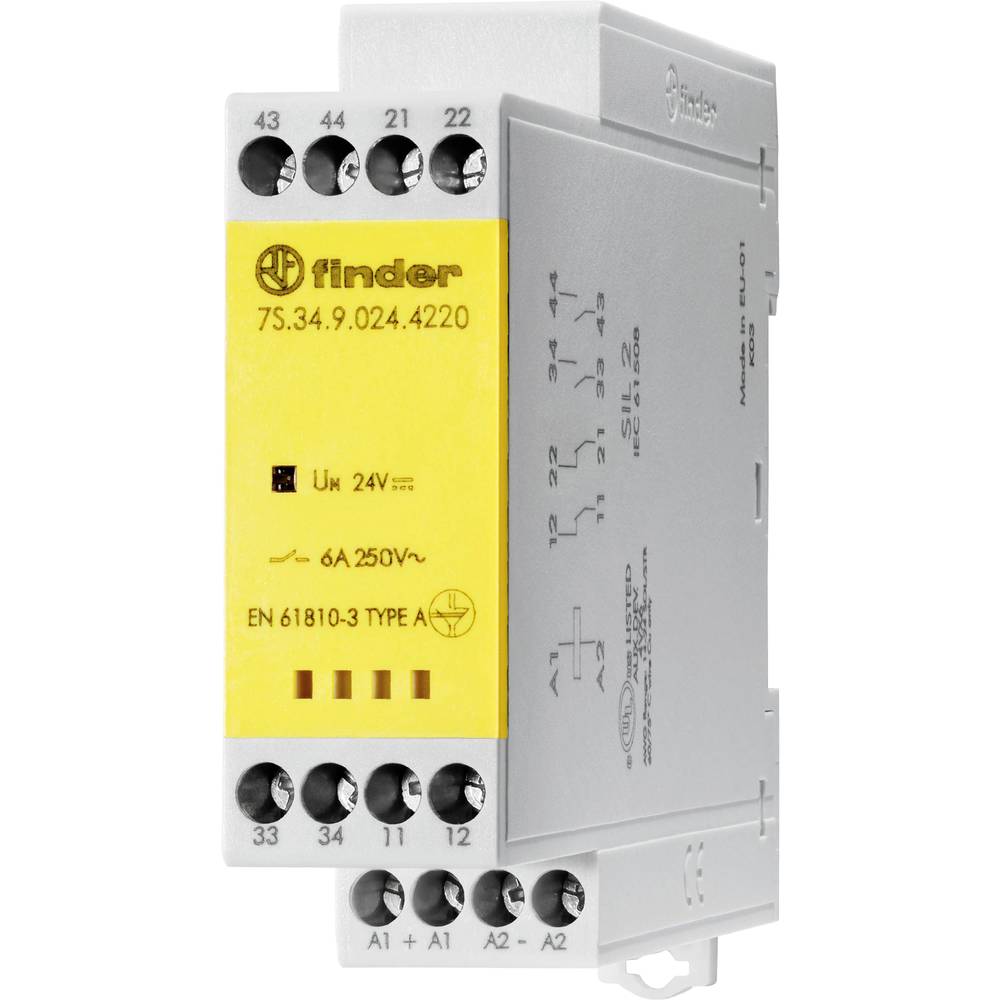 Image of Finder 7S3490244220 Relay Switching current (max): 6 A 2 breakers 2 makers 1 pc(s)