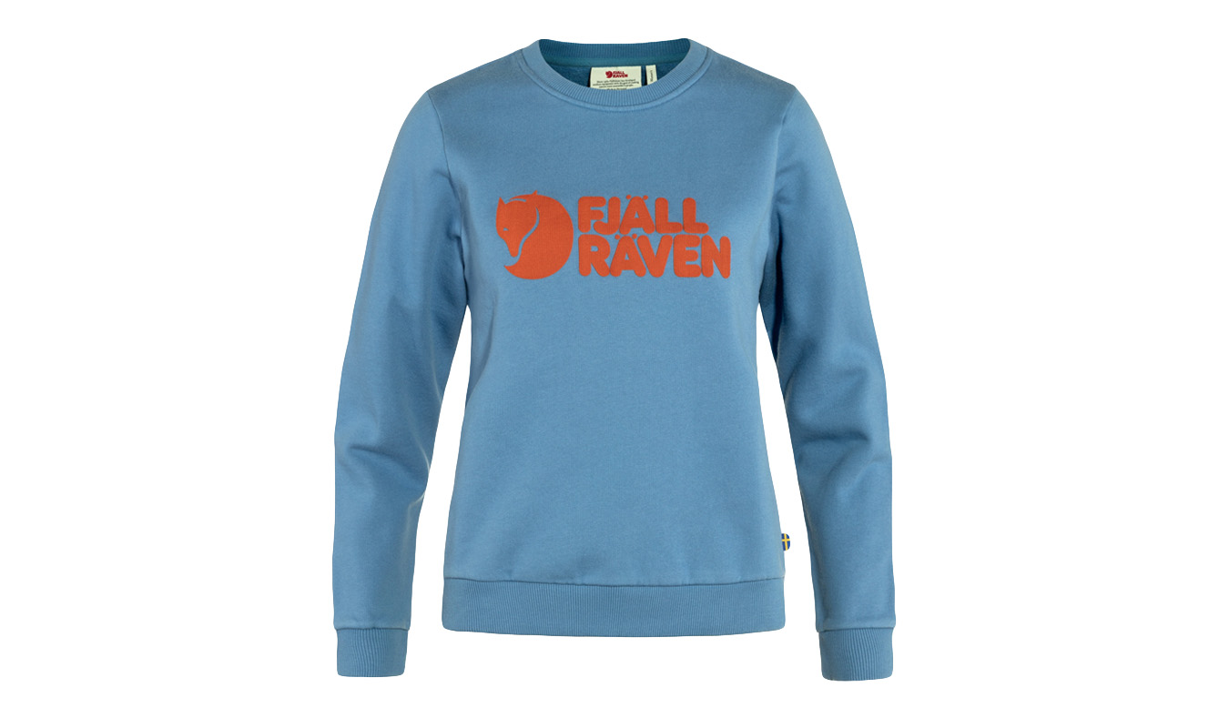 Image of Fjällräven Logo Sweater W Dawn Blue - Terracotta Brown ESP