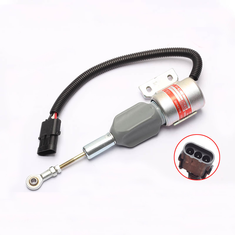 Image of Flameout Shut Down Engine Stop Solenoid 3932529 3932530 3931590 12V 24V Fit R220 PC150LC-6K PC160LC-6K PW160-7