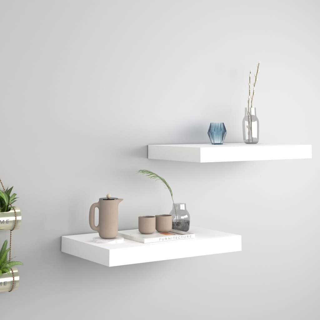 Image of Floating Wall Shelves 2 pcs White 157"x91"x15" MDF