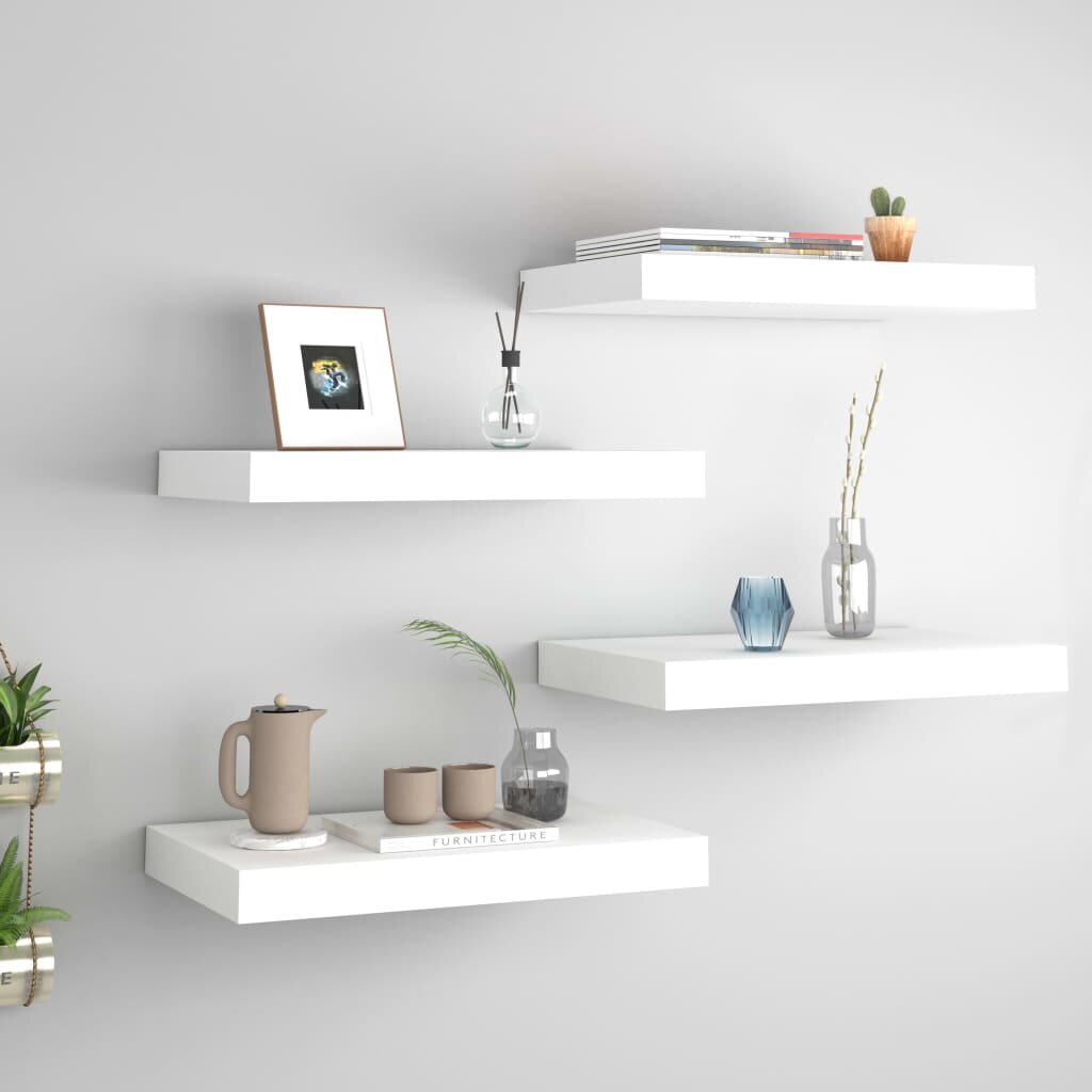 Image of Floating Wall Shelves 4 pcs White 157"x91"x15" MDF