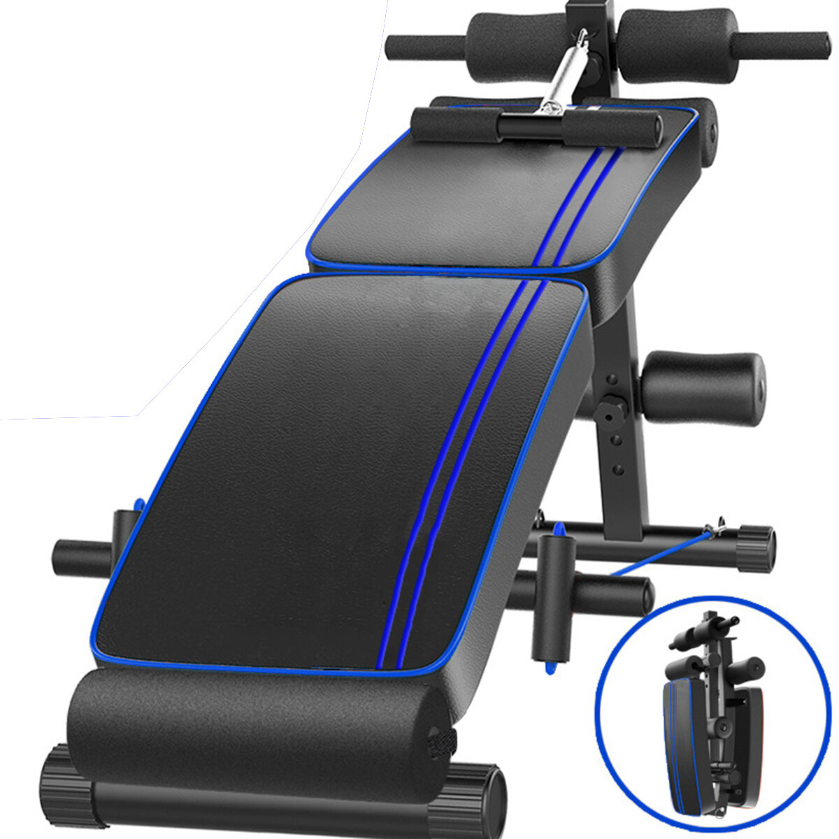 Image of Foldable Sit Up Bench Ab Crunch Exercise Board Decline Fitness Workout Gym Home Dumbbell Bench