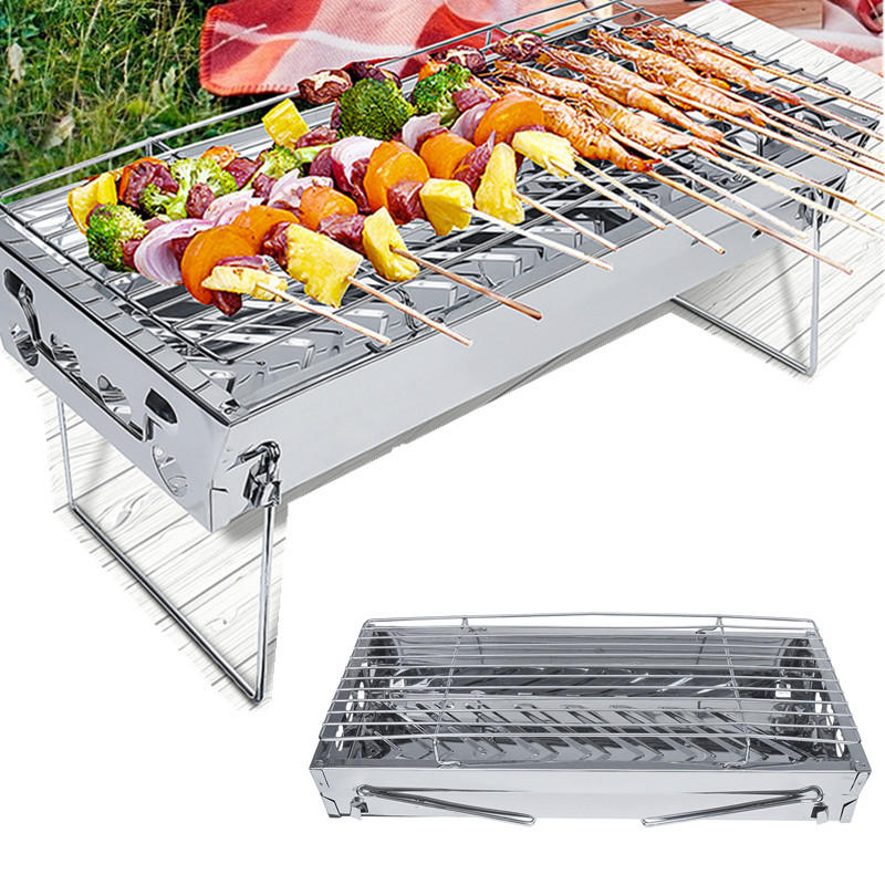Image of Folding BBQ Grill Portable Barbecue Grill Outdoor Traveling Camping Garden Stove Grill