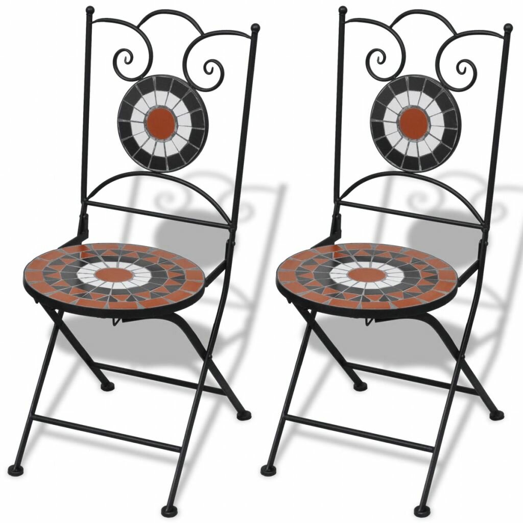Image of Folding Bistro Chairs 2 pcs Ceramic Terracotta and White