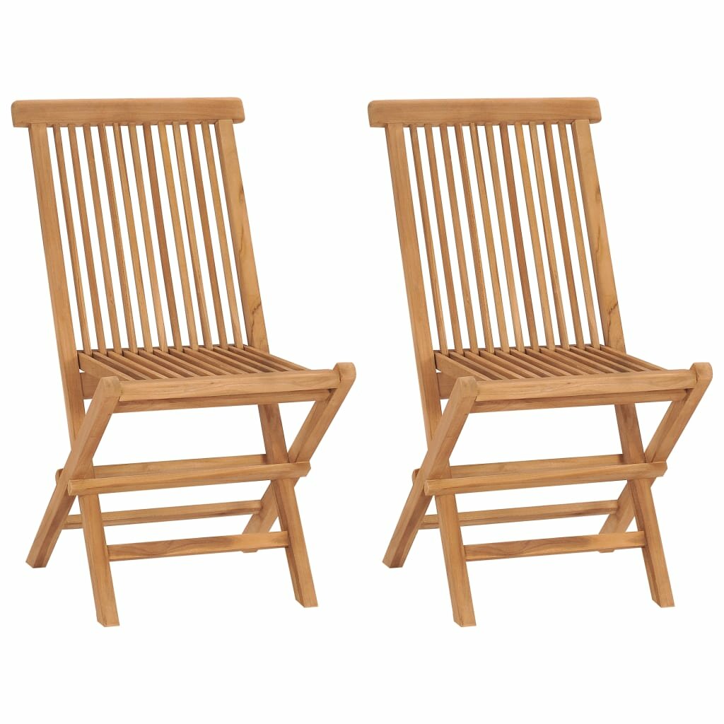Image of Folding Garden Chairs 2 pcs Solid Teak Wood