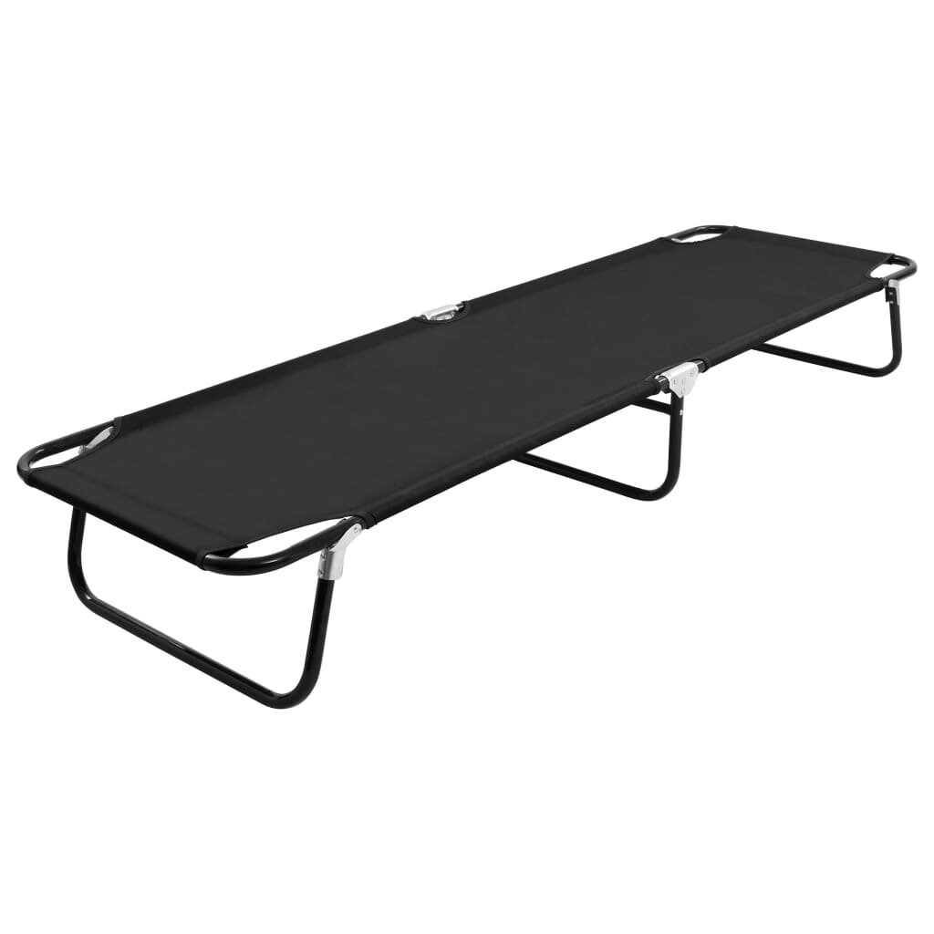 Image of Folding Sun Lounger Black Steel