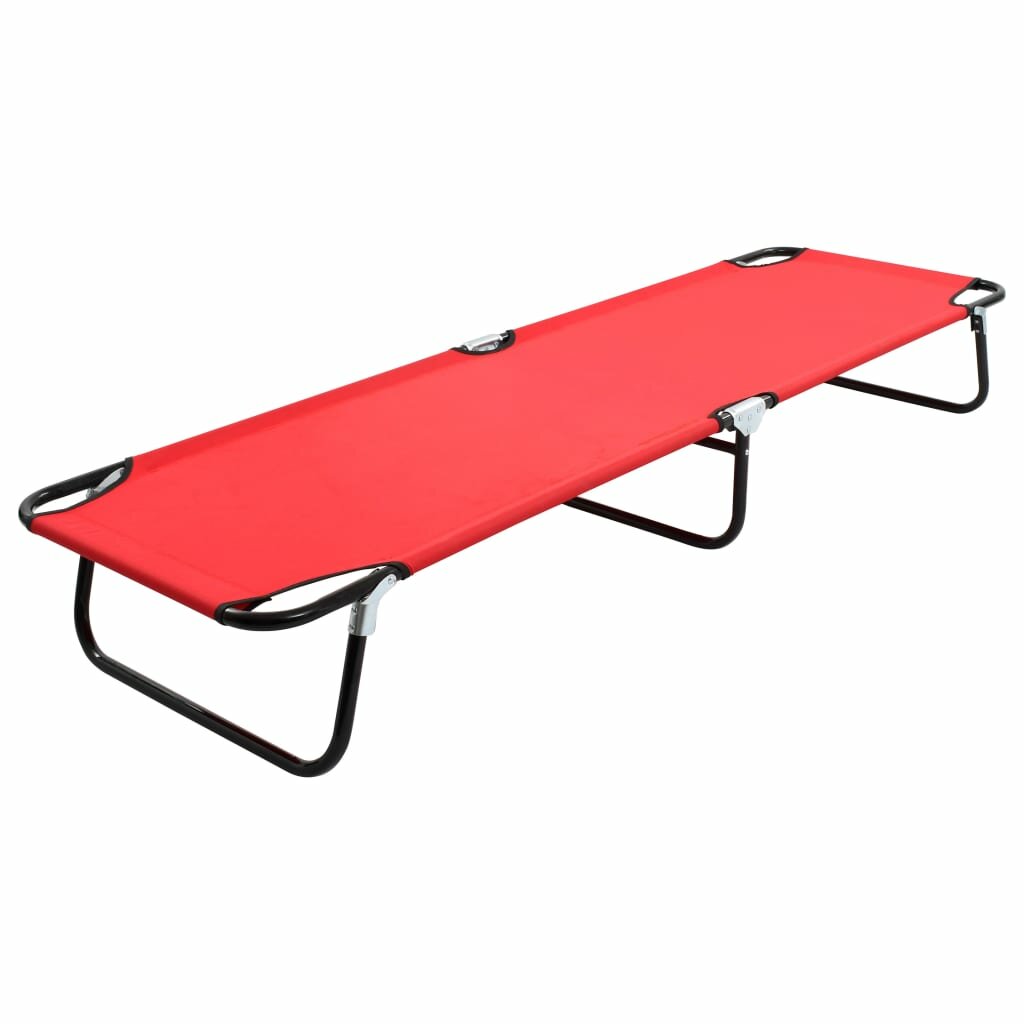 Image of Folding Sun Lounger Red Steel