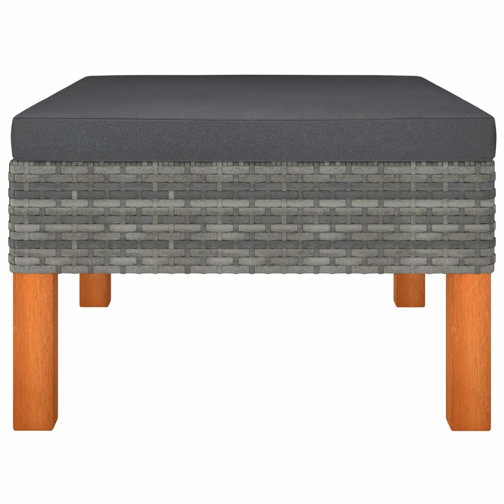 Image of Footstool Poly Rattan and Solid Eucalyptus Wood