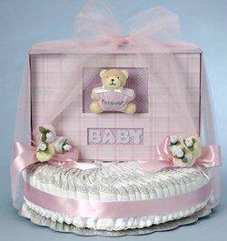 Image of Forever Baby Book Girl Diaper Cake Gift