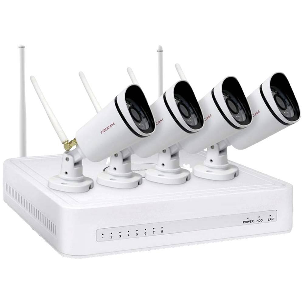 Image of Foscam FN7108W-B4-1T Wi-Fi IP-CCTV camera set 8-channel incl 4 cameras 1920 x 1080 p