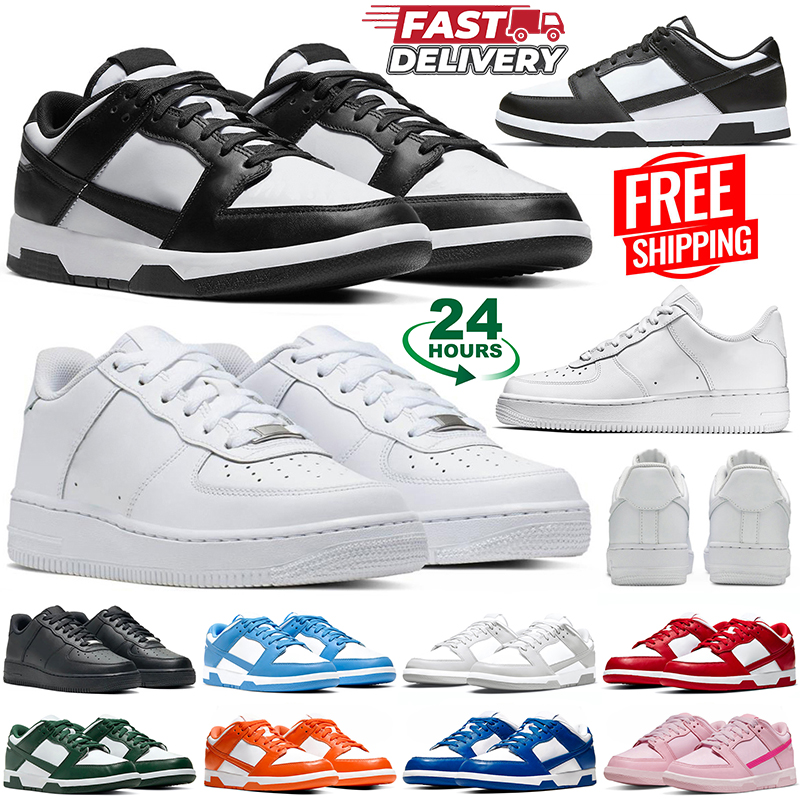 Image of Free shipping panda low casual shoes for men women 1 designer sneakers triple black white pink grey fog 1s platform shoes green mens womens