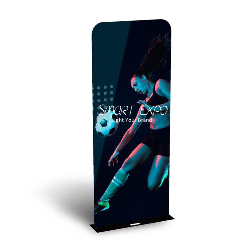 Image of Free-standing Floor Banner Stand Poster Advertising Display Board with Black Steel Plate Base Tension Fabric Graphic Portable Carry Bag