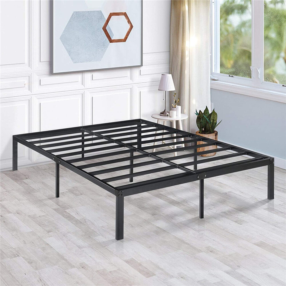 Image of Full Bed Frame 14 Inch Platform Bed Frame No Box Spring Needed Metal Full Size Bed Frame with Storage  Heavy Duty Ste