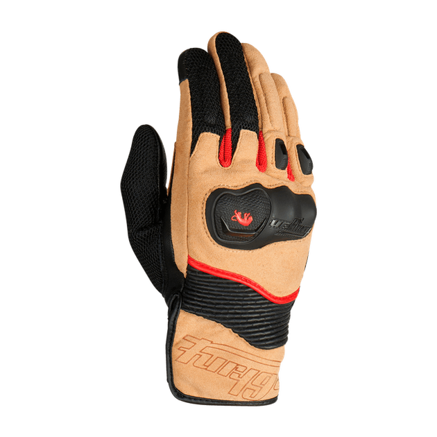 Image of Furygan Dust D3O Sand Schwarz Rot Handschuhe Größe 2XL
