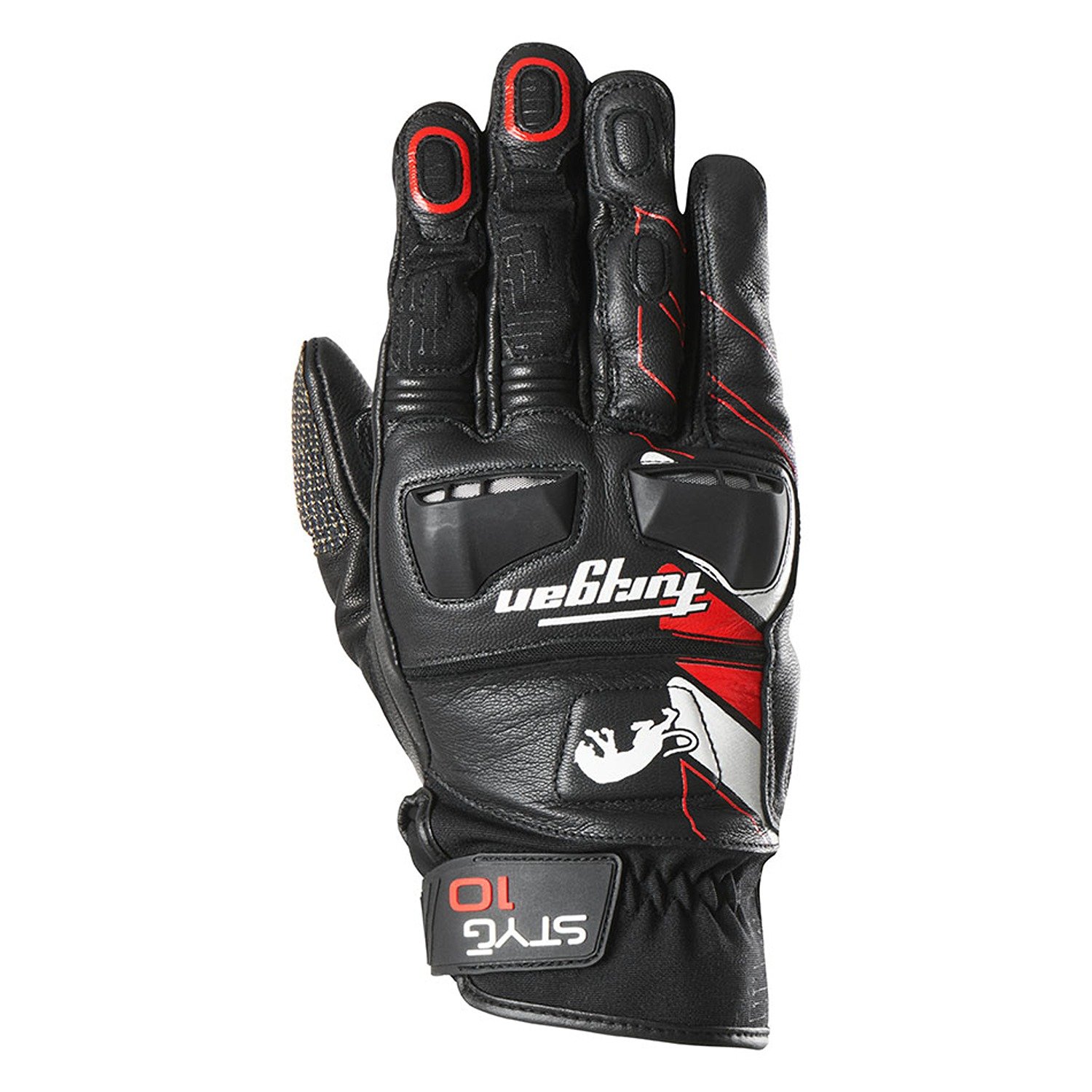 Image of Furygan Styg10 Gloves Black White Red Size 2XL EN