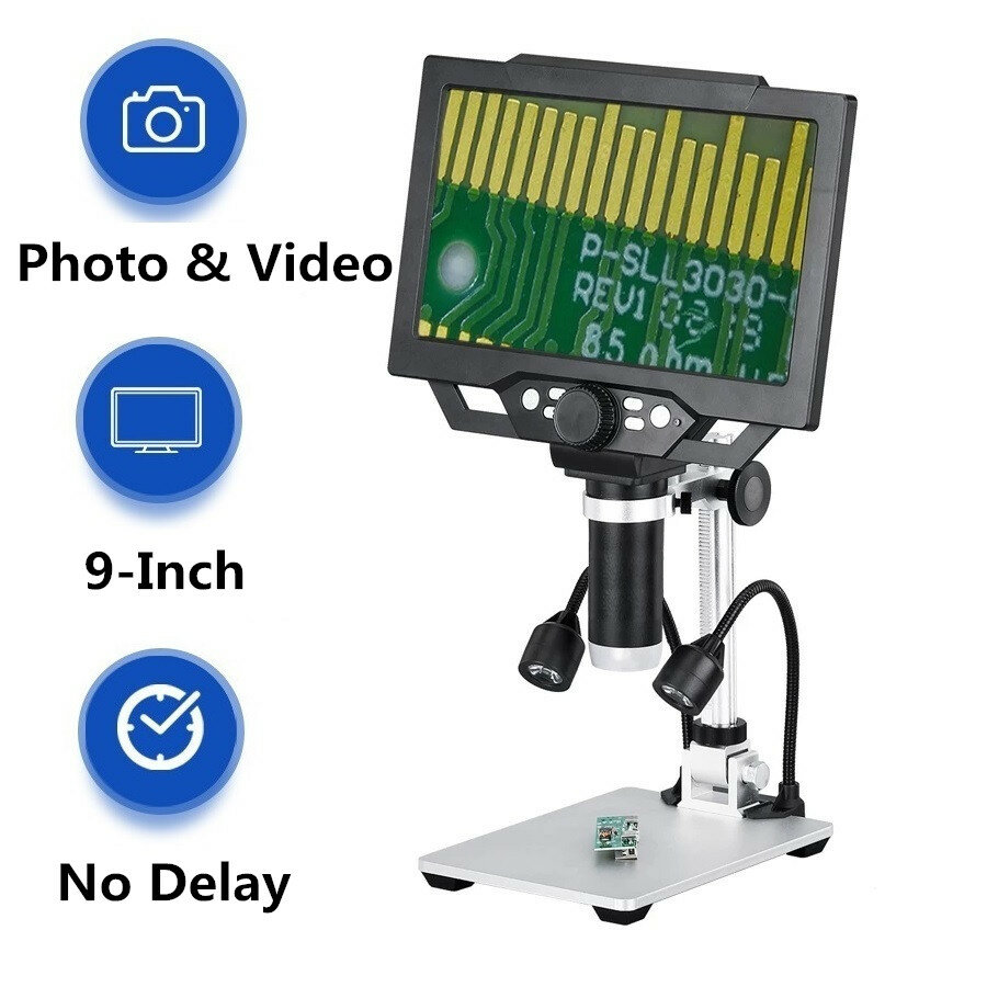 Image of G1600 9 Inches Large Color Screen Digital Microscope HD 12MP Display 1-1600X Continuous with LED Highlight Fill Light