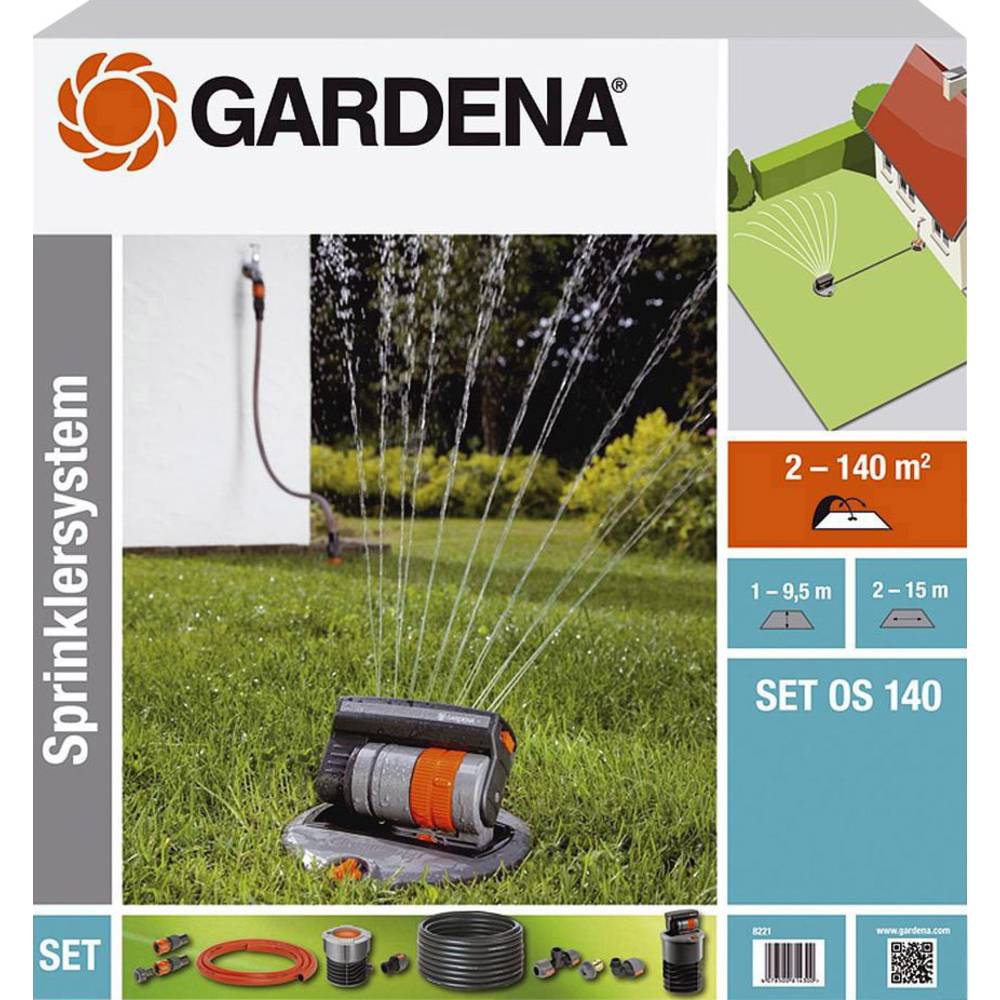 Image of GARDENA 08221-20 OS 140 Retractable square sprinkler set 2 - 140 mÂ²