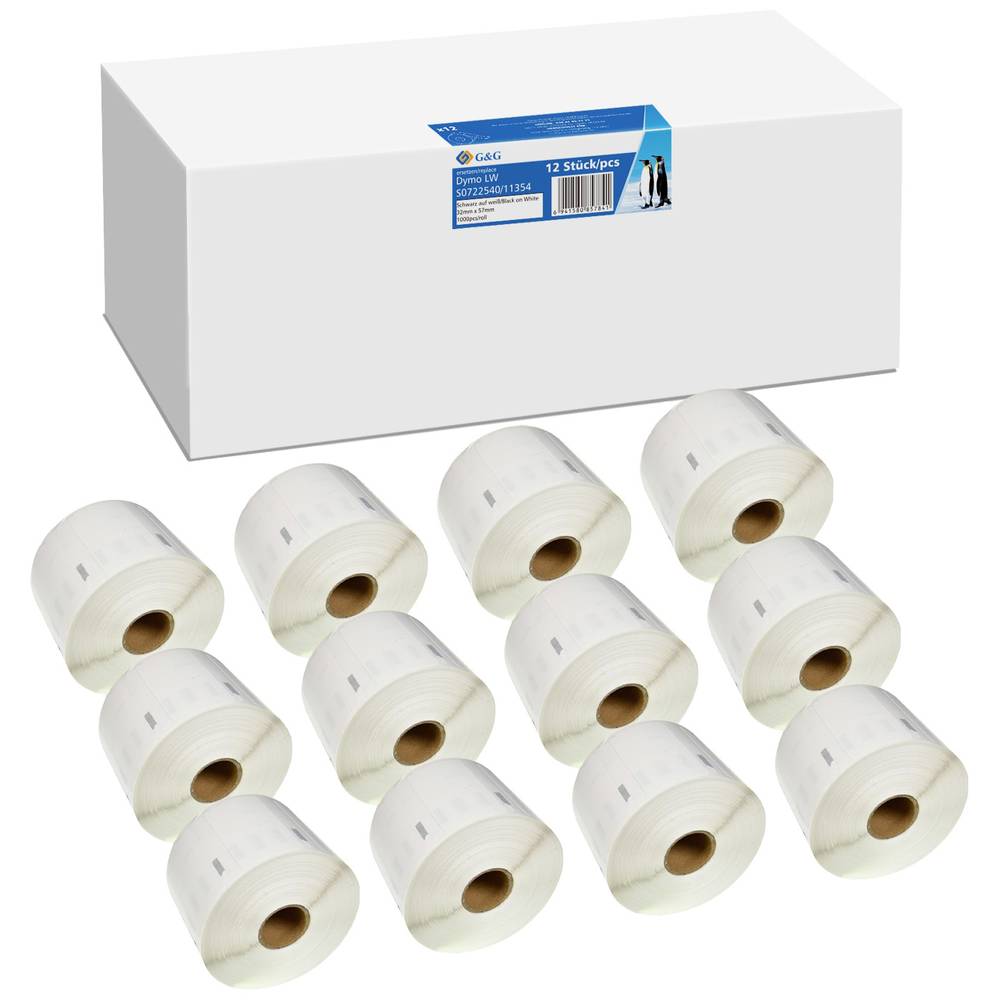 Image of G&G Label roll 57 x 32 mm Paper White 12000 pc(s) 19320 All-purpose labels