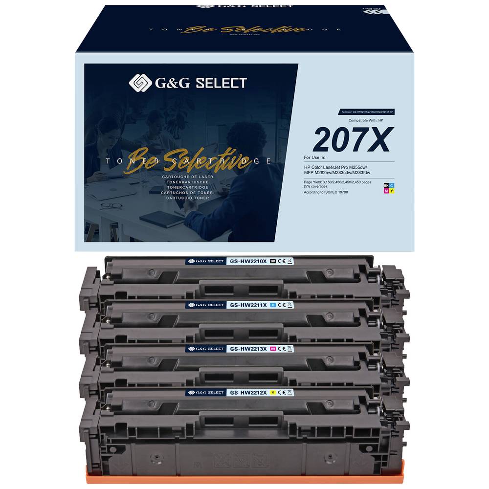 Image of G&G Toner replaced HP 207X Compatible Set Black Cyan Magenta Yellow