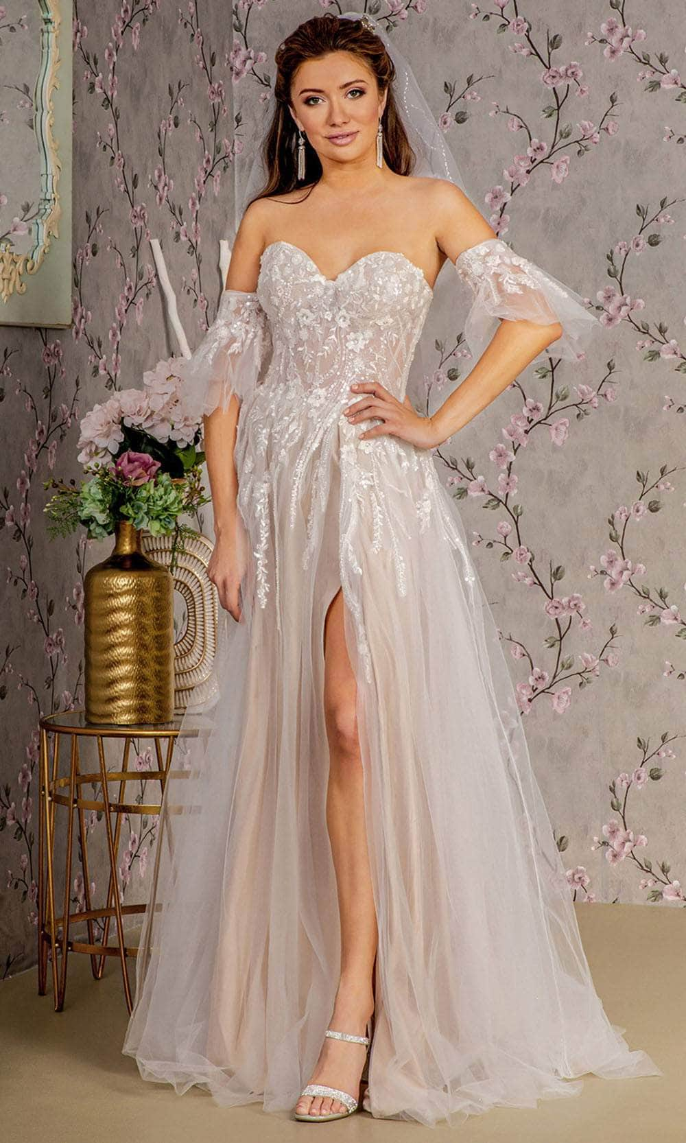 Image of GLS by Gloria Bridal GL3427 - Sweetheart High Slit Wedding Dress