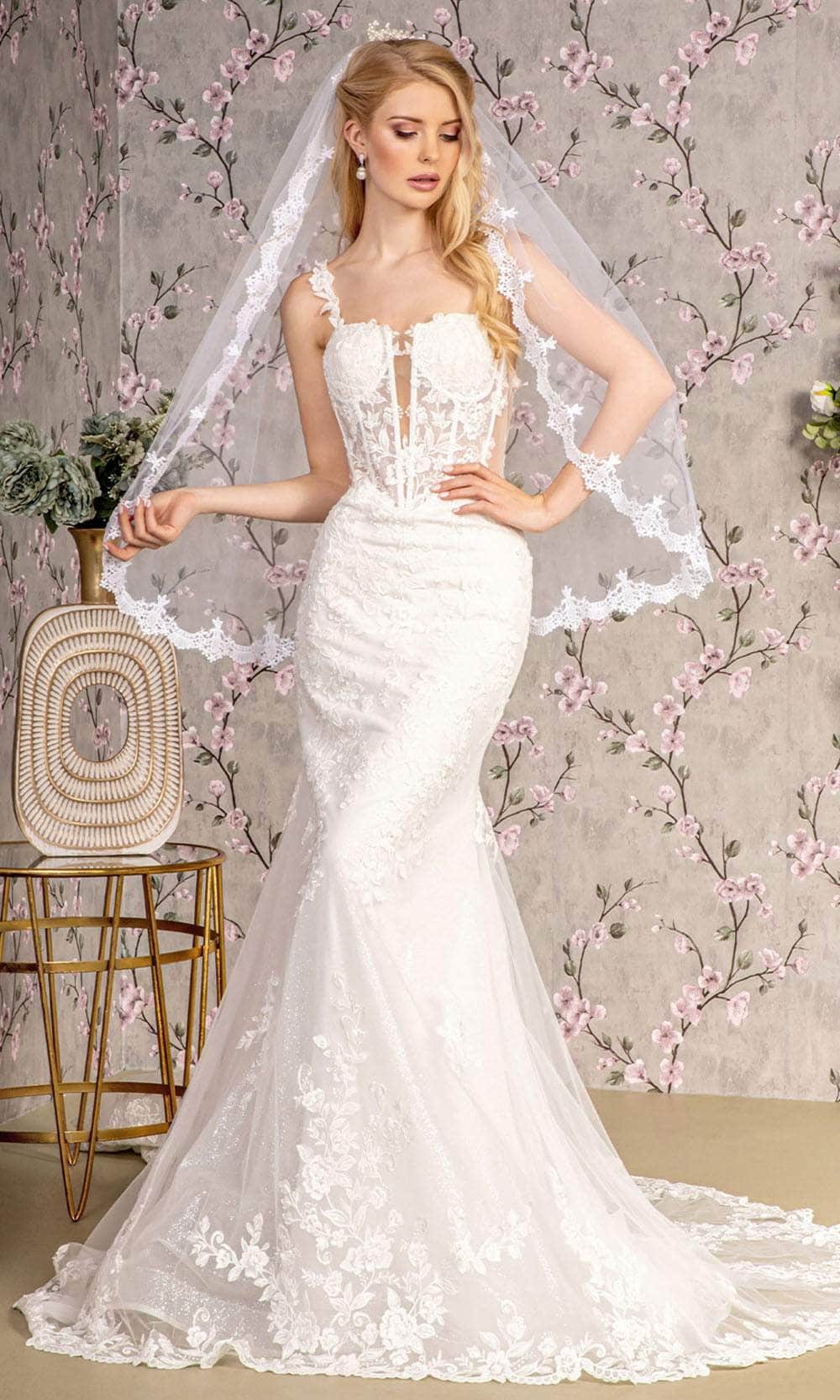 Image of GLS by Gloria Bridal GL3478 - Embroidered Sheer Bodice Bridal Gown
