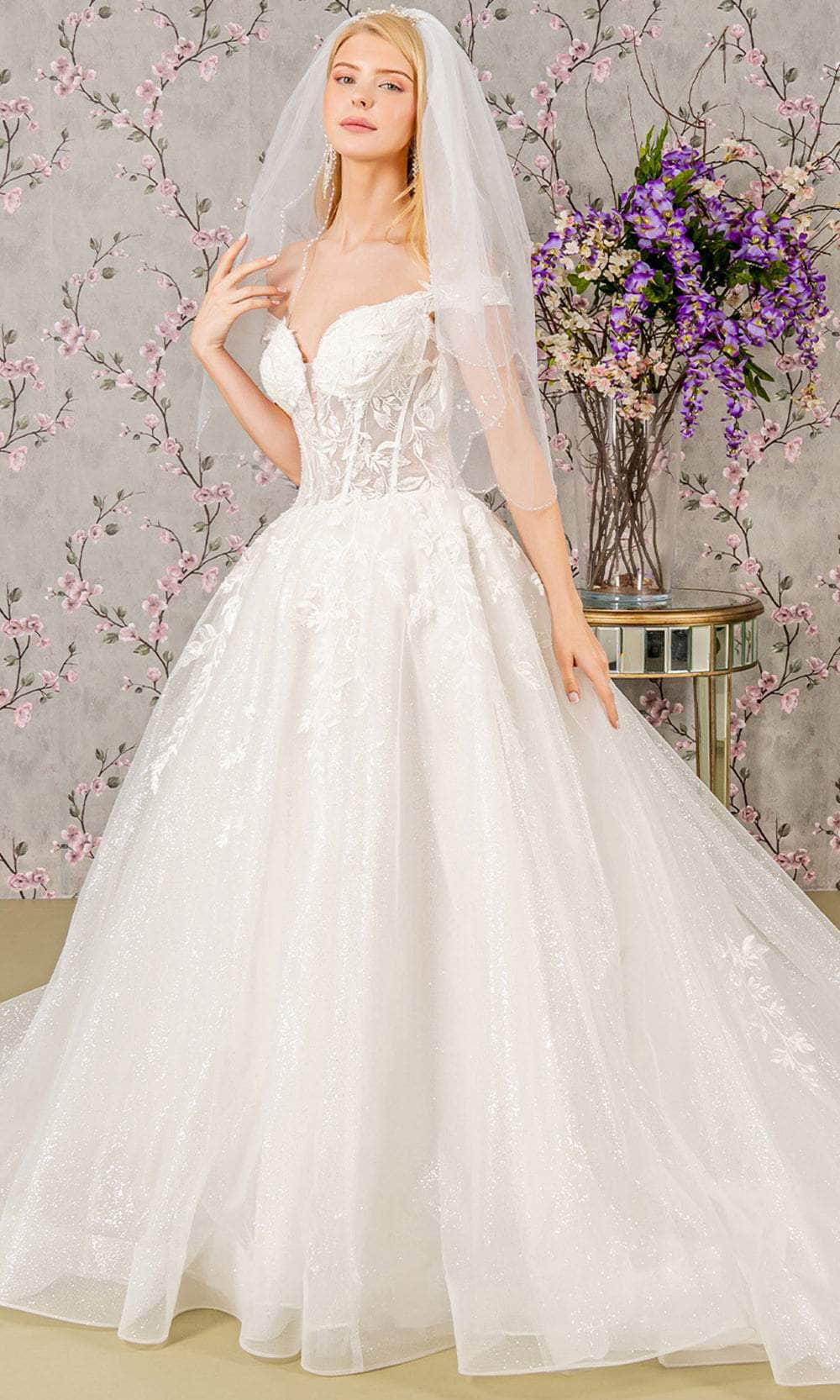 Image of GLS by Gloria Bridal GL3489 - Off-Shoulder Embroidered Wedding Gown