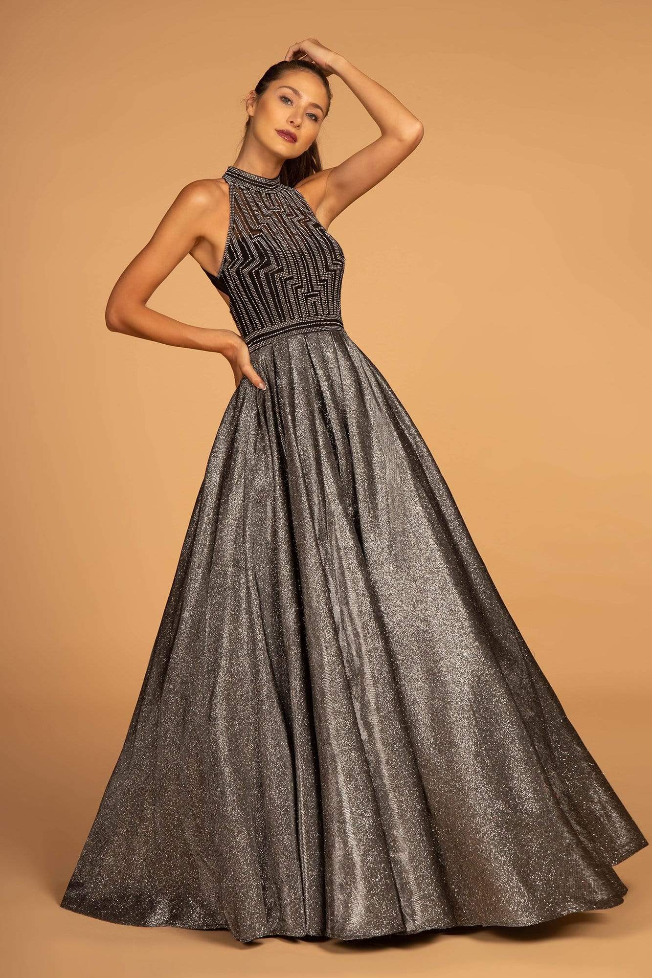 Image of GLS by Gloria - GL2631 Glitter High Neck Evening Gown