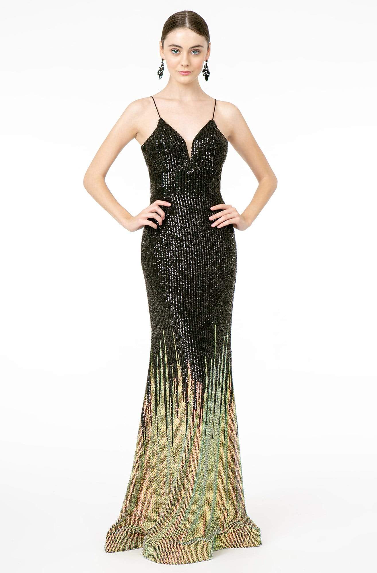 Image of GLS by Gloria - GL2899 Deep V-Neck Allover Sequin Mermaid Gown