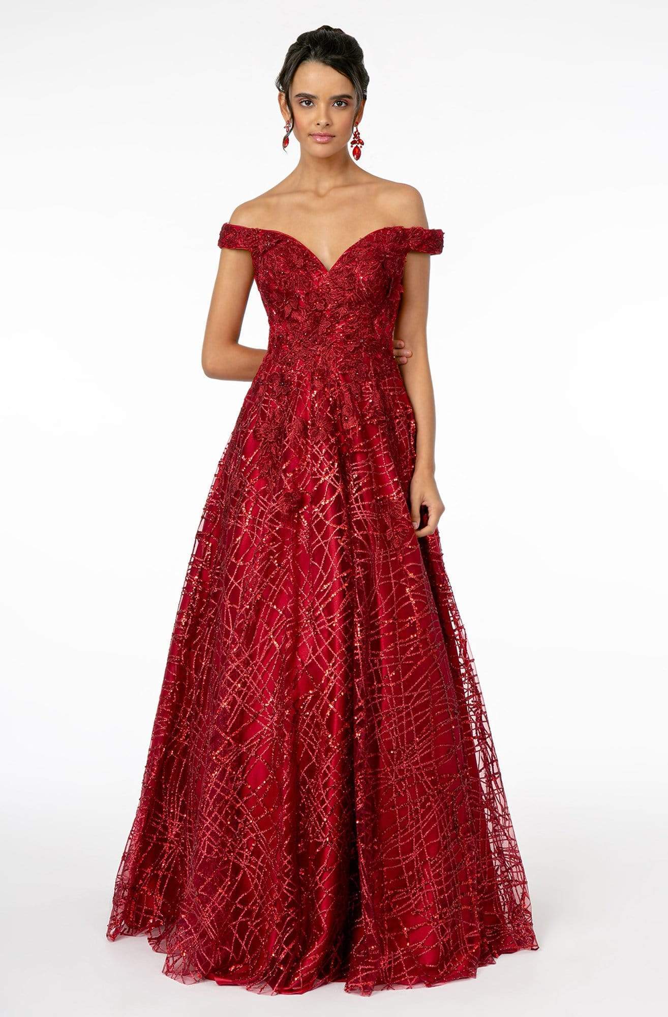 Image of GLS by Gloria - GL2944 Embroidered Sequin Off-Shoulder Gown