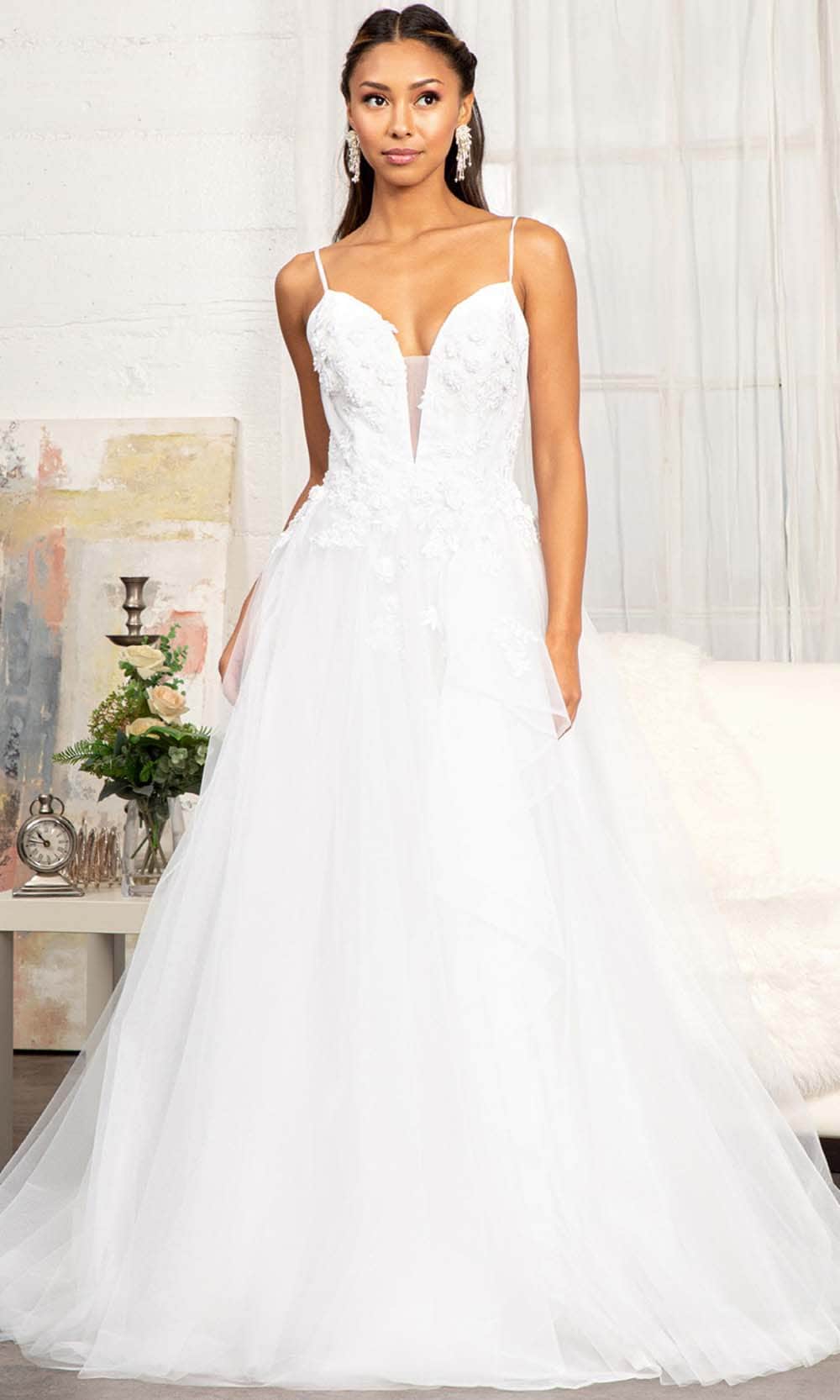 Image of GLS by Gloria GL3013 - Sleeveless Plunging V-neck Wedding Gown